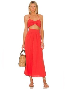 SNDYS Revolve Boat Linen Dress in Spice